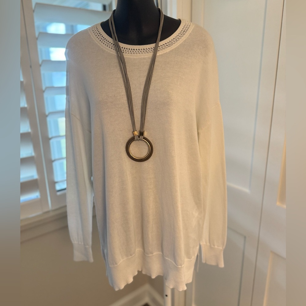 ๐ค Joe Fresh White Light Knit Tunic Length Sweater Size Large